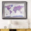 Carte du monde à punaises - Carte du monde violette pastel encadrée sur toile-133430936-133430943