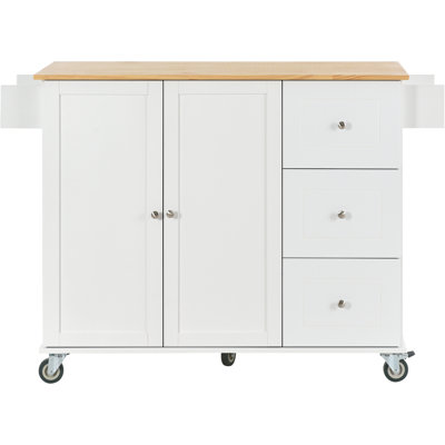 Rolling Mobile Kitchen Island With Solid Wood Top And Locking Wheels,52.7 Inch Width,Storage Cabinet And Drop Leaf Breakfast Bar,Spice Rack, Towel Rac -  Ophelia & Co., 57AED65613944CD1AB9ADC78C5BF36AA