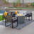 5-Piece Wicker Conversation Set with Round Alloy Steel Fire Pit. Comes with Black Cushion