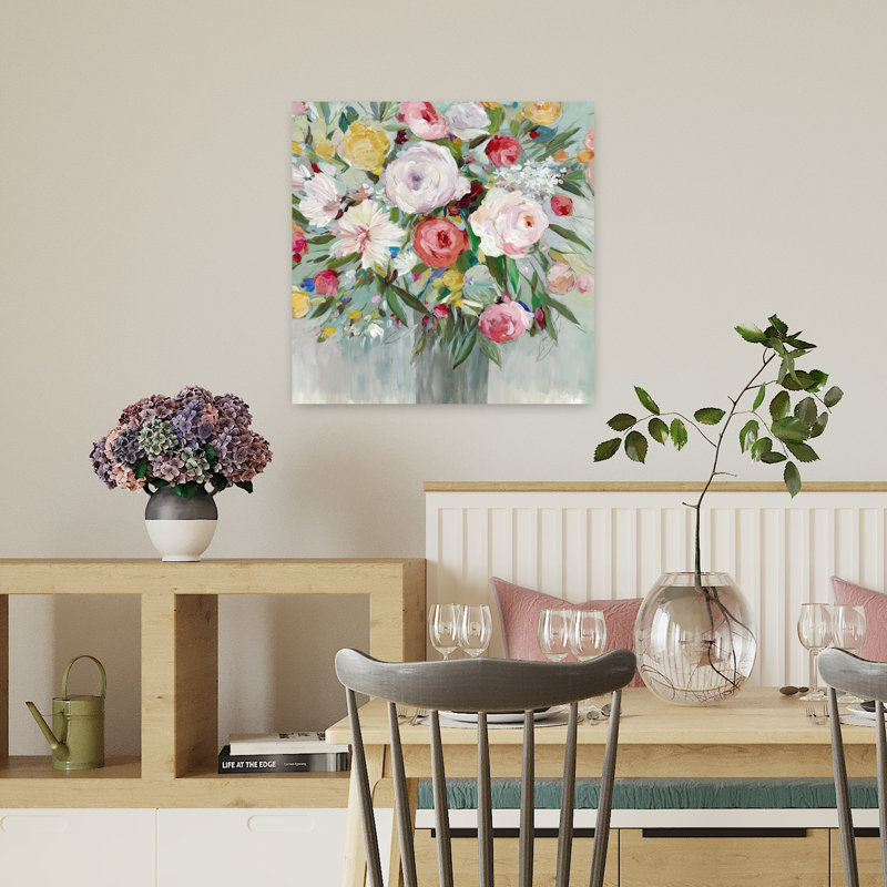 Artisan floral I délicat impressionniste, nature, art floral, 18" H x 18" W