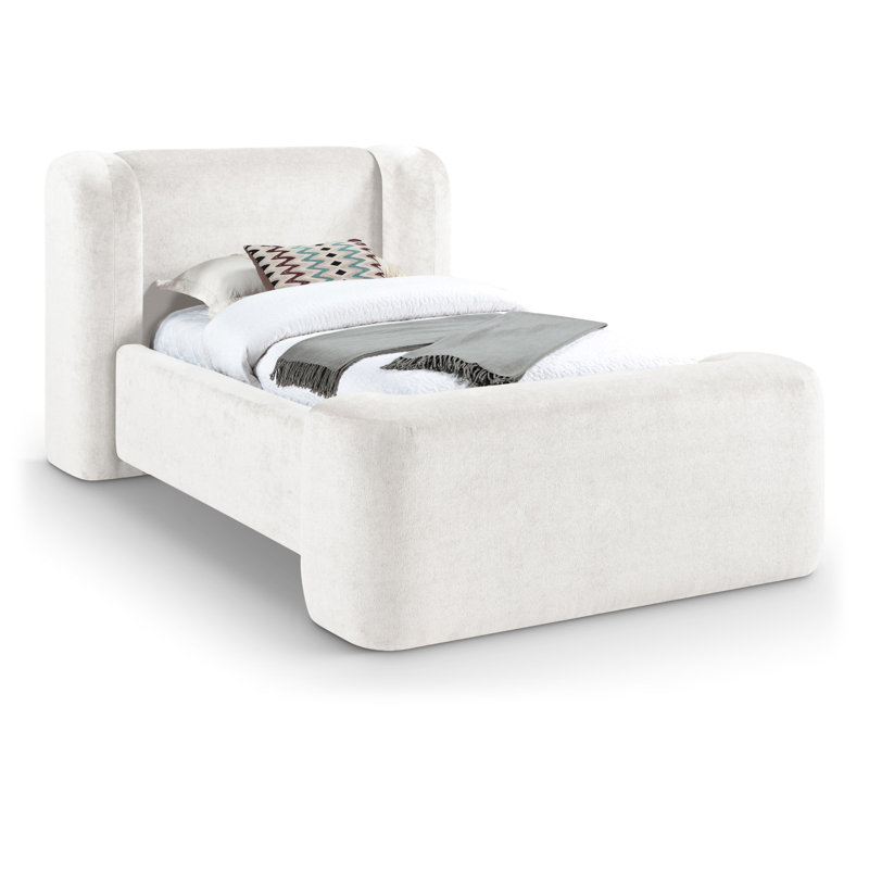 Modena Jadeth Chenille Fabric Bed, Twin, Cream Chenille Fabric