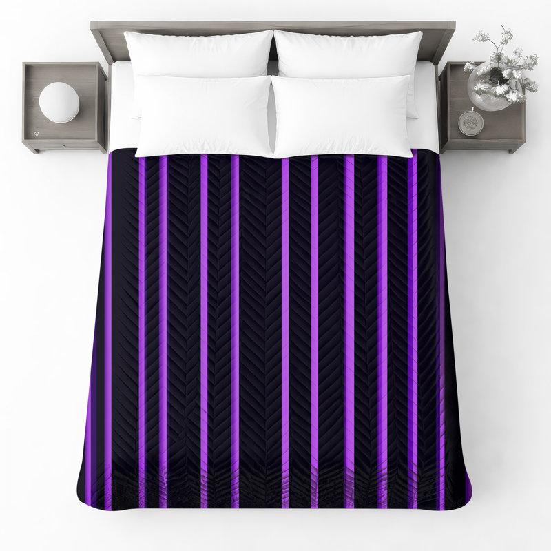 Purple Vertical Stripes Bedding Stripes Bedspread Pattern, Full / Double