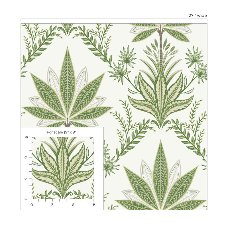 Rouleau de fleurs Addine, Vert / Blanc / Gris