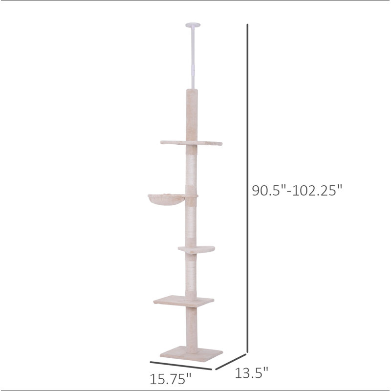 Adjustable Height Floor-to-Ceiling Vertical Cat TreeCat Climbing Tower