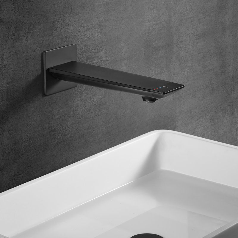 Concealed Wall-Mount Bathroom Faucet,Brass Rough-in Valve Included, Black