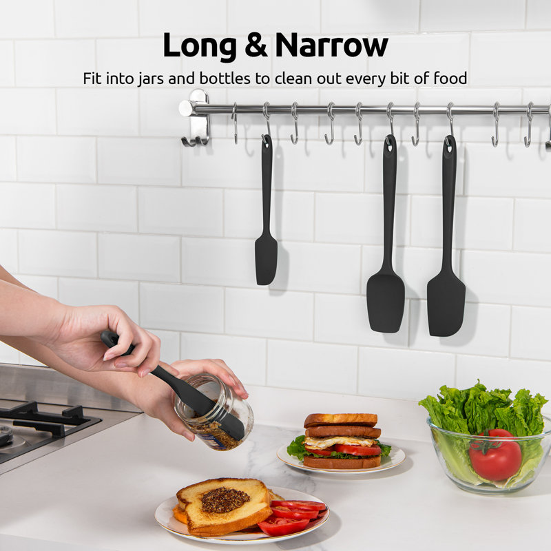 600ºF High Heat-Resistant Silicone Spatula Set, Seamless BPA-Free Kitchen Baking Cooking Mixing Scraping Flexible Rubber Silicone Scraper For Cake Non-Stick Cookware