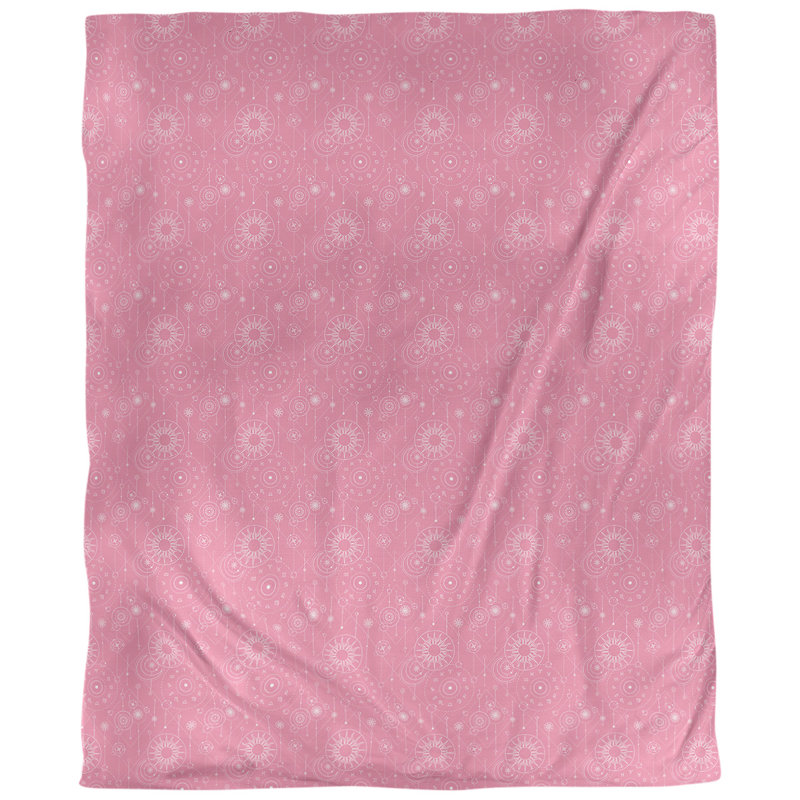 Tissu astrologie, Rose, L 54 po x l 36 po, Coton peigné pima
