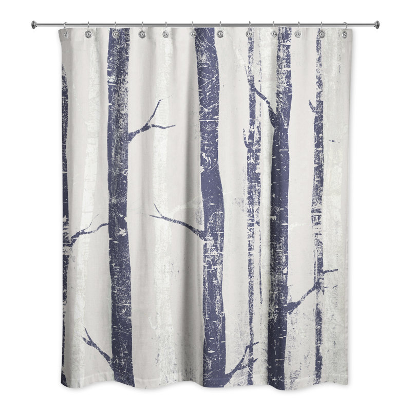 Rideau de douche simple Andrae, Bleu marine