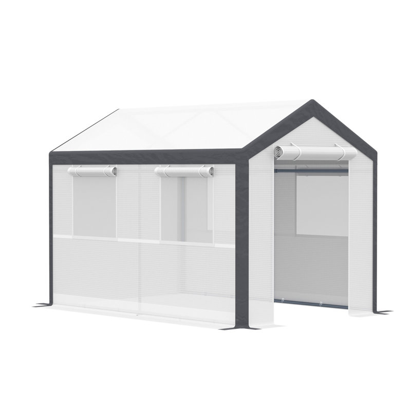 Outsunny Walk-In Greenhouse, Outdoor Garden Warm Hot House With 4 Roll-Up Windows, 2 Zippered Doors And Weather Cover