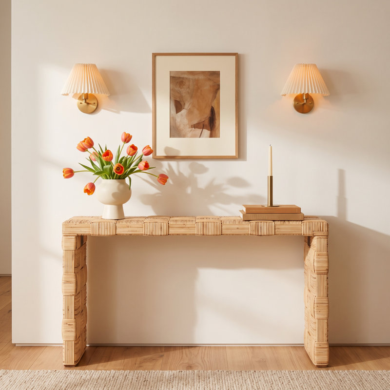 Redrow 51.18'' Console Table, Honey Natural