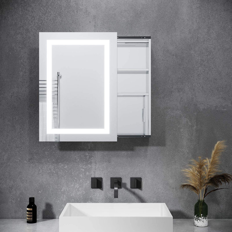 Talmo 50mm W 70mm H Surface Frameless Medicine Cabinet Mirror 2 Fixed