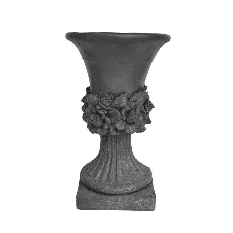 Urne de jardin en oxyde de magnésium - gris antique, 11,99 po x 11,99 po x 19,19 po, et eau, polyvalente pour l'intérieur et l'extérieur, convient à diverses plantes, finition grise, dans toutes les conditions météorologiques, plantes, extérieur