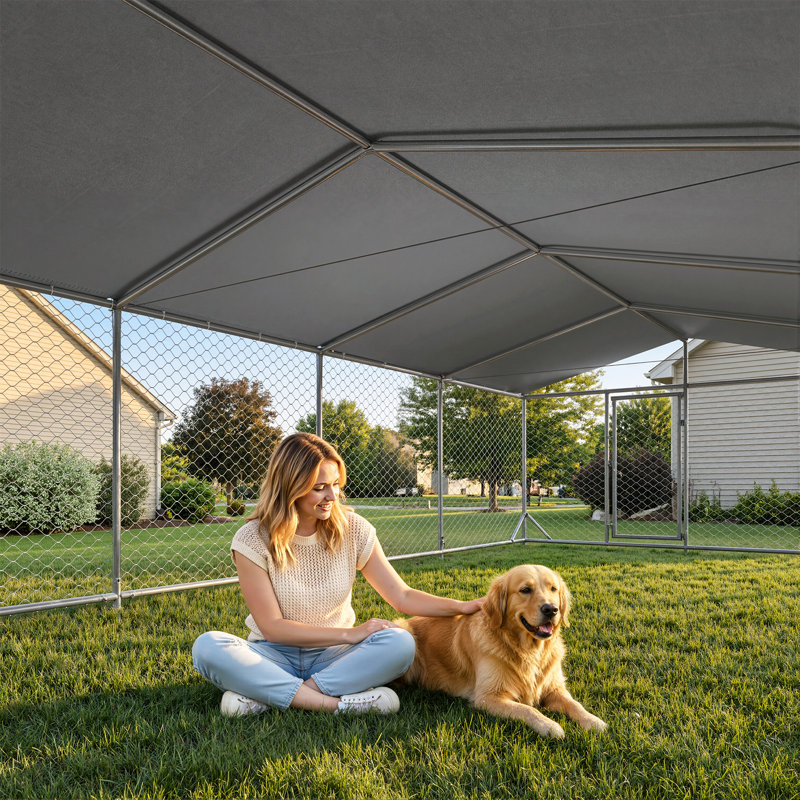Grand chenil extérieur de 3 x 6 m avec structure en acier galvanisé et toit étanche, 6" H x 10" W x 20" D