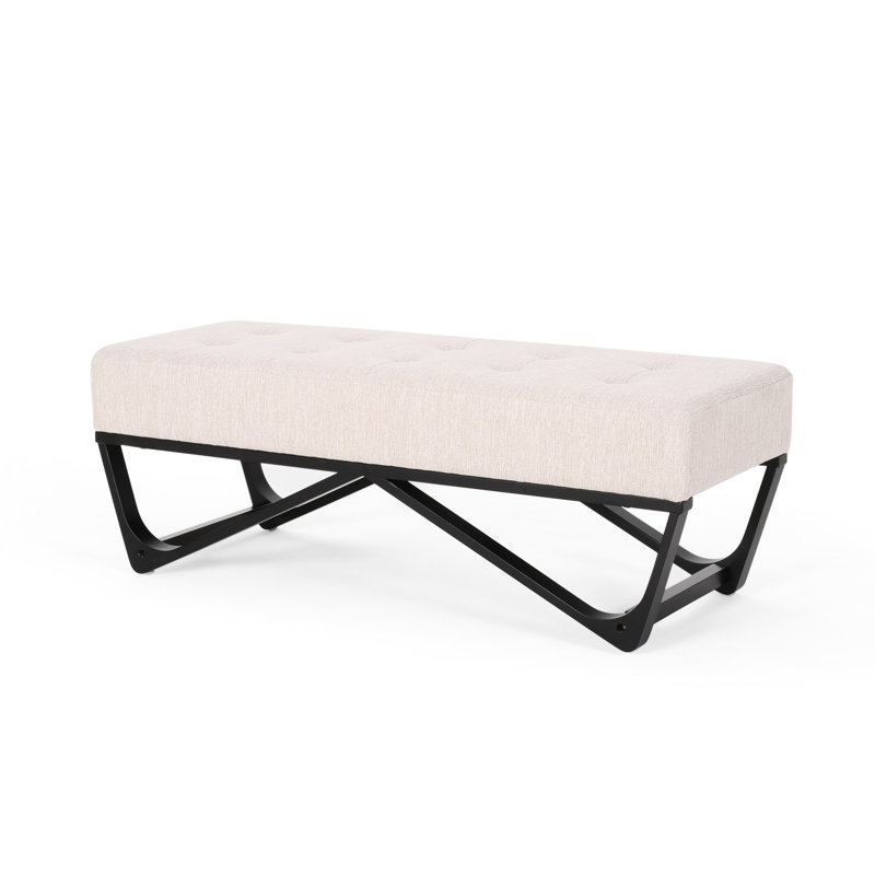 Rectangular Featuring Button Tufting And Faux Wood Legs Contemporary Style Button- With Top Frame