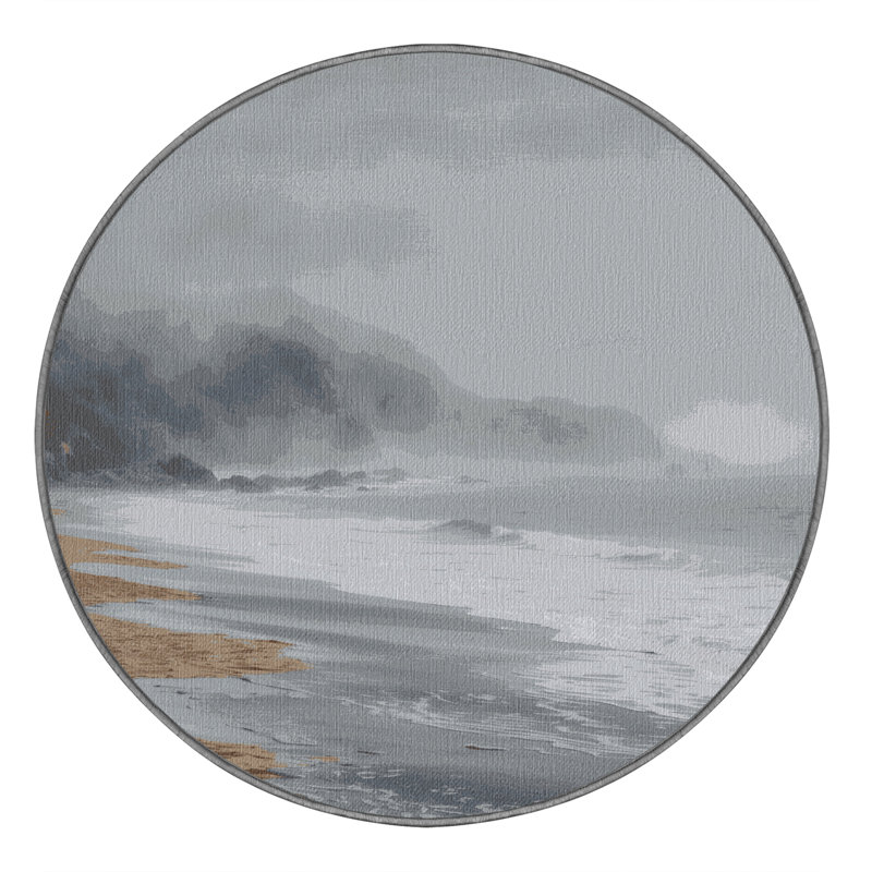  Tapis bord de mer lavable Foggy Shore, Carré 4 pi