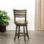 Tabouret de comptoir pivotant à motif de lattes avec motif à lattes, gris vieilli, siège en cuir gris français-1839415512-1839415508