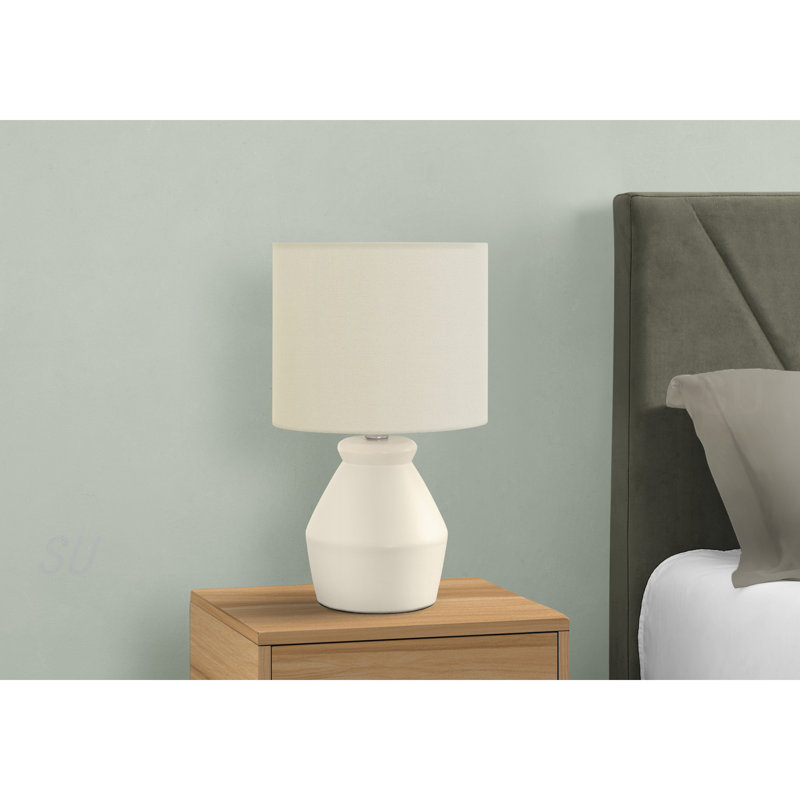 Lighting, H 17 po, lampe de table, céramique crème, abat-jour ivoire / crème, moderne