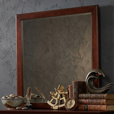 Aleihs Eam Cherry 32.25 in. W x 36 in. H Modern Rectangle Wood Framed Mirror