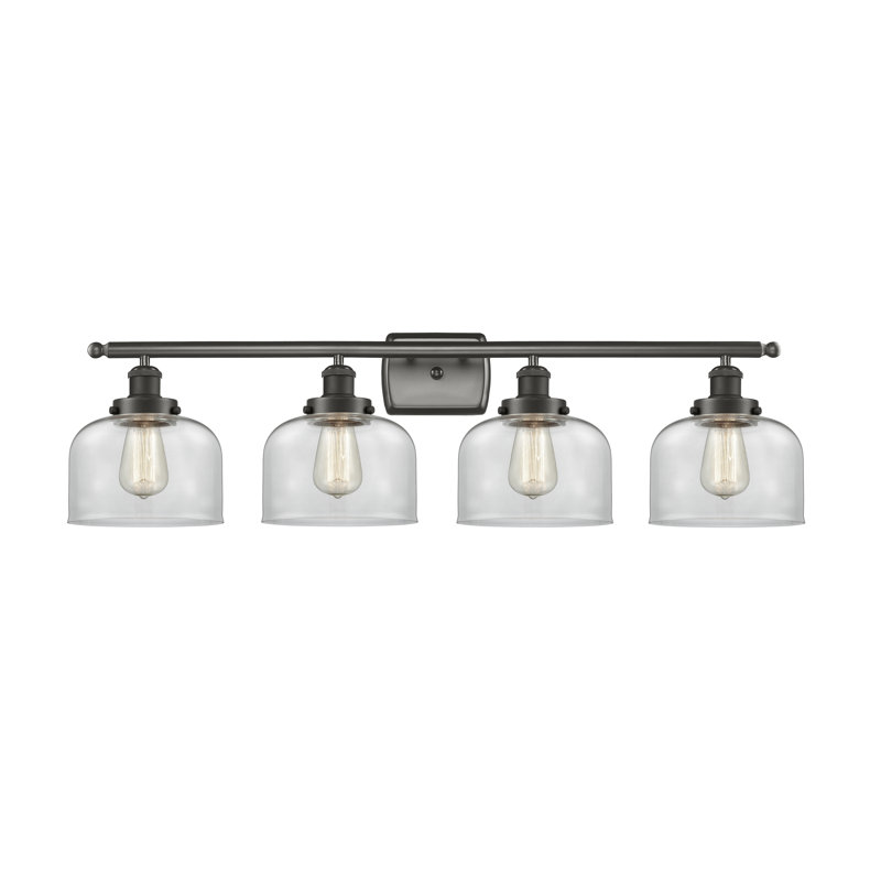 Éclairage pour salle de bain 4 lumières Alvisa, Incandescent, Transparent, Bronze huilé