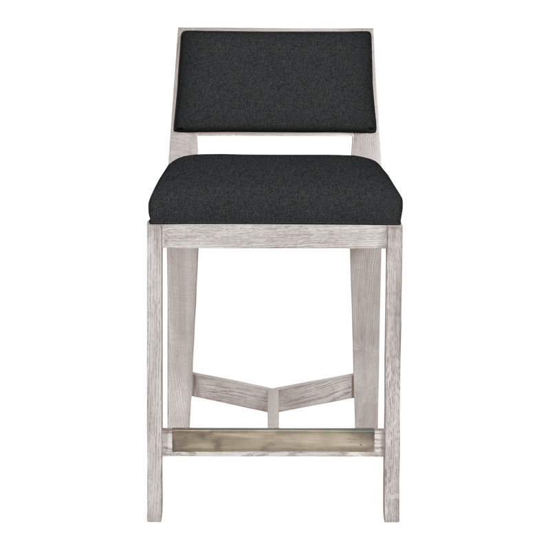 Scoville By Thom Filicia Upholstered Counter Stool with Solid Wood Frame, Gris colombe, Lagon Ian