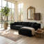 Linen Fabric Sectional Sofa Self-Expanding Instant Setup, 3-Seat L-Shaped Couch With Chaise For Living Room, Beige/Black/Gray-300626630