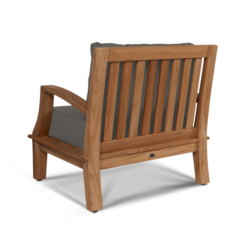 Grande Patio Chair with Sunbrella Cushions, Charcoal Grey Sunbrella®, Natural Sanded