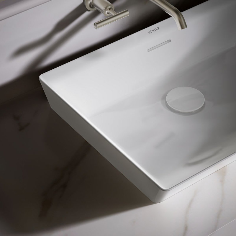 Brazn Rectangle Vessel Bathroom Sink, White, White