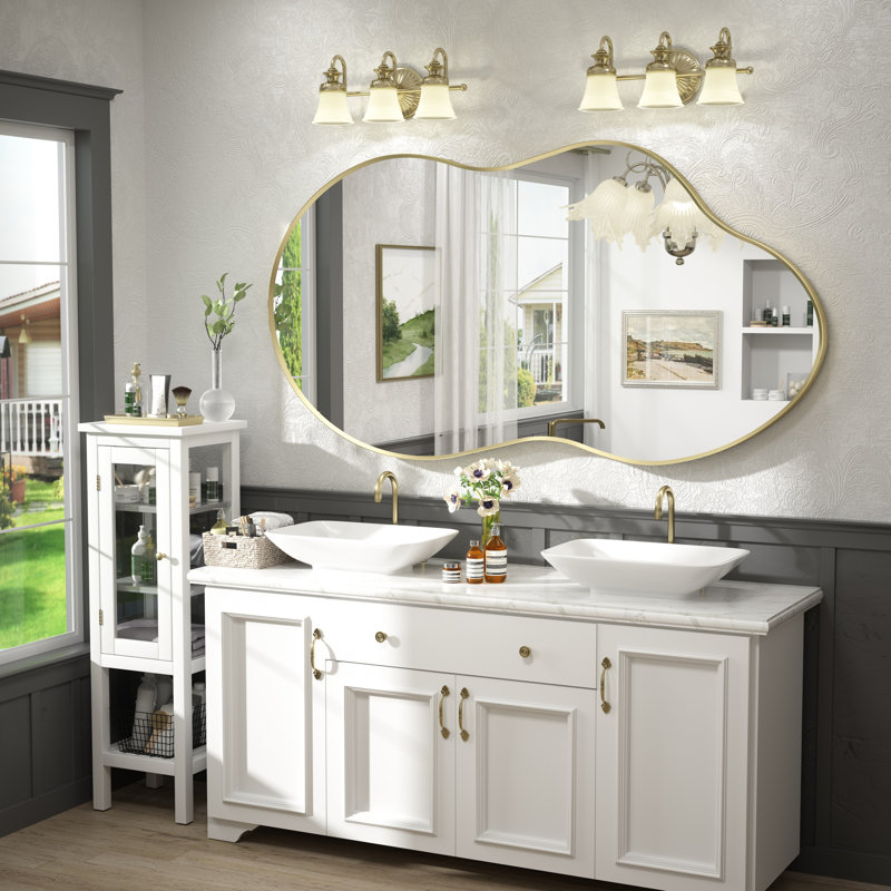 Miroir mural Amara, 60 po x 32 po, Or brossé