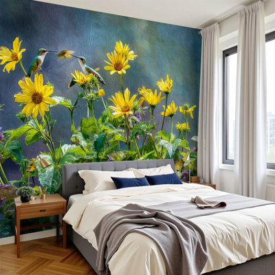 Papier peint adhésif auto-adhésif Sunlit Bloom Art Sunflowers