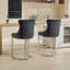 Tabourets de bar modernes de 25 po à hauteur de comptoir, de 2, dossier en velours et garniture de rivet avec pieds en métal solides, noir pour la salle à manger à la maison, hauteur de l'îlot de cuisine, garniture de dossier et de rivet, base, 2 pièces-496454652