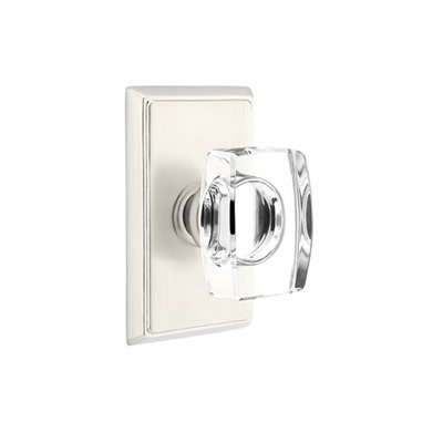 Ensemble de faux boutons Emtek avec rosette rectangulaire et bouton en verre Windsor
