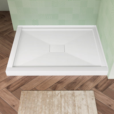 48'' W X 36'' D Acrylic Rectangular Shower Base Corner Double Threshold Shower Pan Walk-in Shower Tray in White with Centre Drain Cover