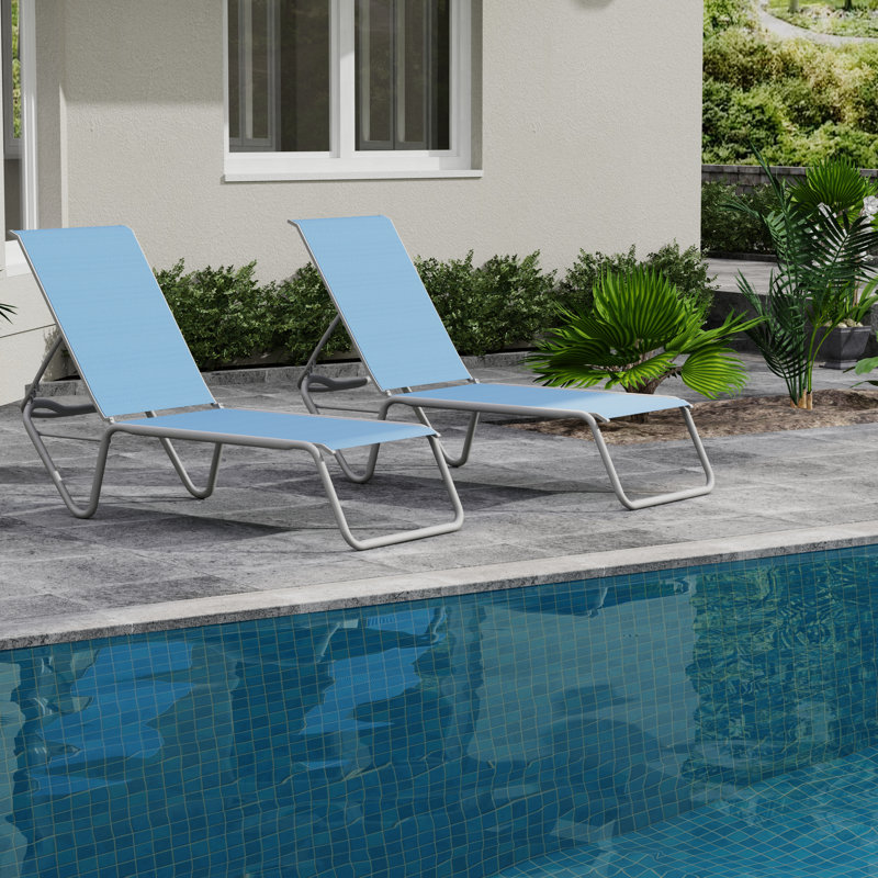Gardenella Outdoor Chaise Lounge, Textured Warm Gray Frame/Sky 42D Seat