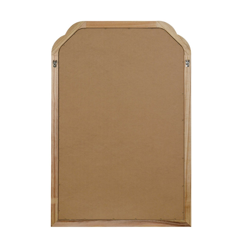 Miroir décoratif en bois massif avec coins arrondis pour la maison, Bois naturel