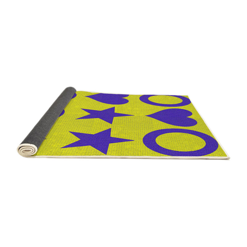Tapis jaune/mauve à motifs Kempston, Carré 8 pi