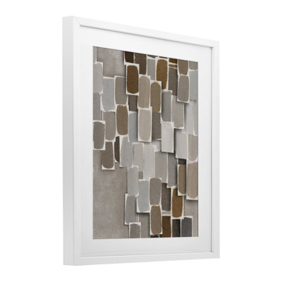 Layered Neutral Blocked Shapes Framed Print Under Glass, design by Emma Peal
