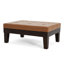  Table basse rectangulaire avec repose-pieds en similicuir avec tiroir de rangement, coussin touffeté, brun