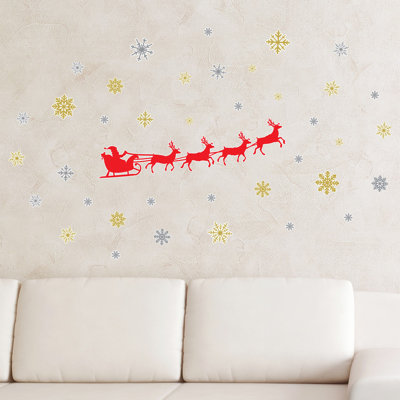 Décalcomanie murale bateau père noël