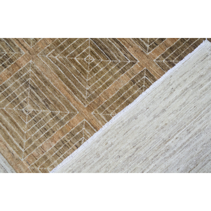 Tapis brun et beige de haute qualité noué à la main