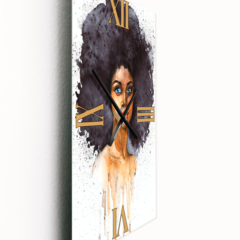 Portrait d'une femme afro-américaine - horloge murale moderne, Grand