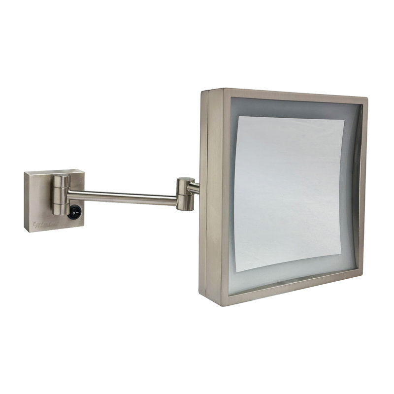 Miroir de maquillage/rasage à double carré, Nickel brossé