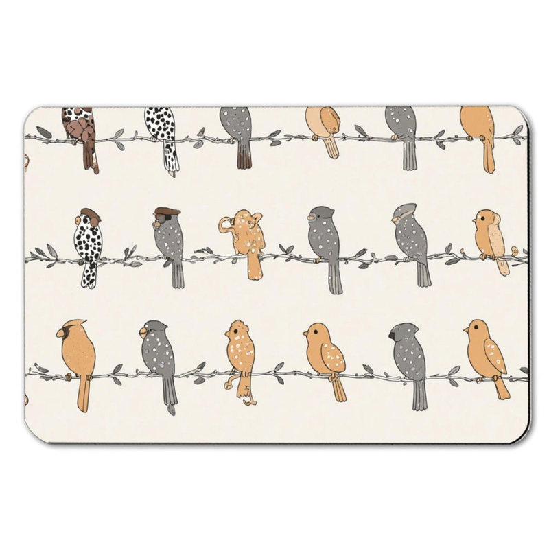 Bird On Branch Pattern Art Bath Mat For Bathroom, 16 X 24