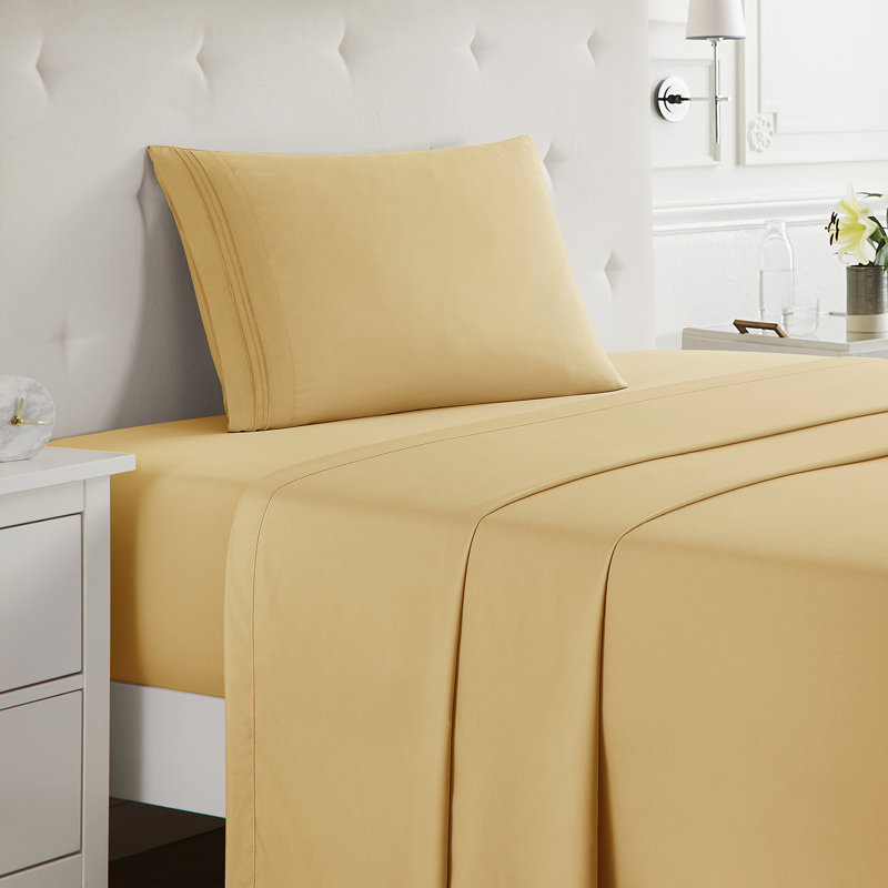  Ensemble de draps double brossé de luxe pour hôtel avec draps et taies d'oreiller très doux, Drap pour lit simple