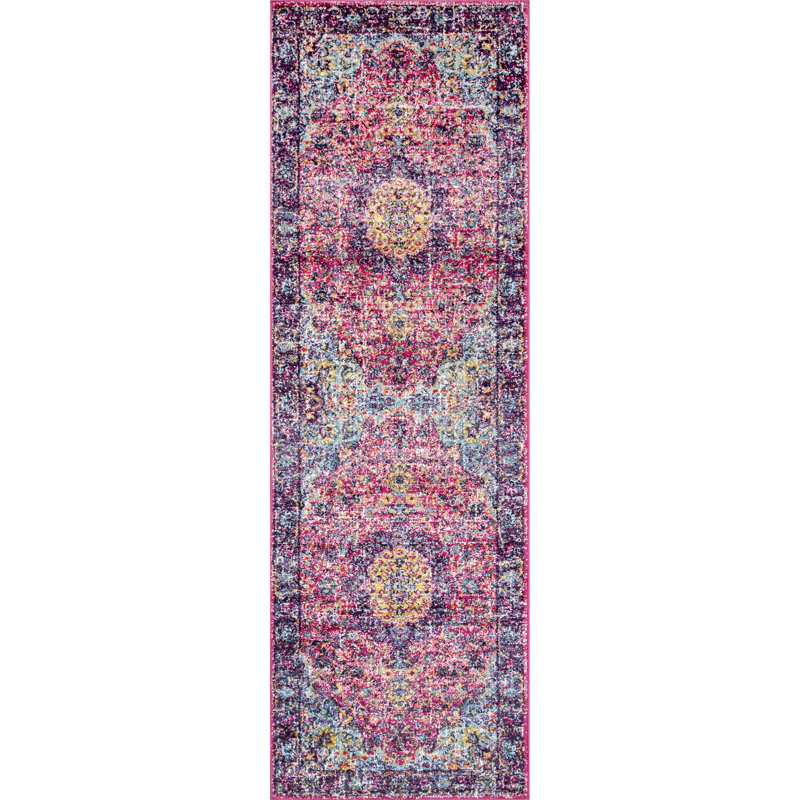 Maricel Vintage Oriental Pink Rug, Runner 2'6" x 6'