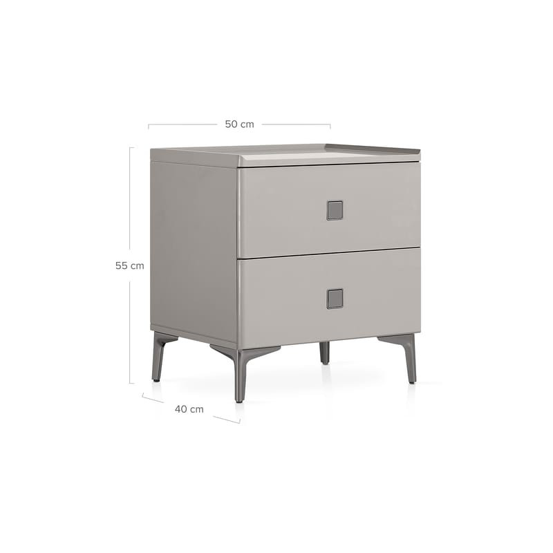 47.5cm W Metal Bedside Table, Light Grey