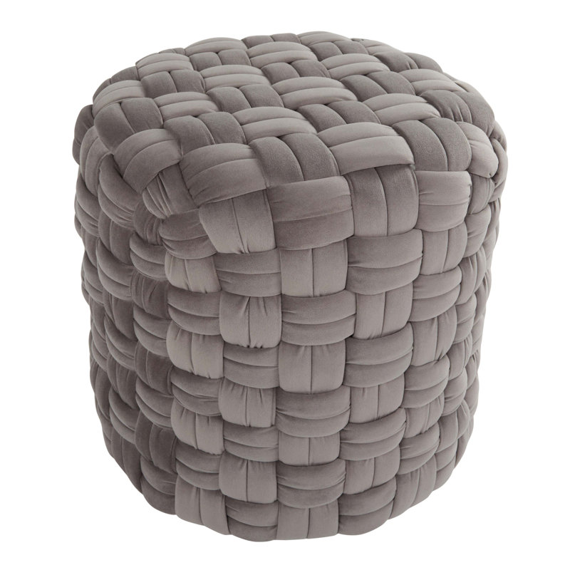 Round 16" Ottoman In Dark Grey Velvet