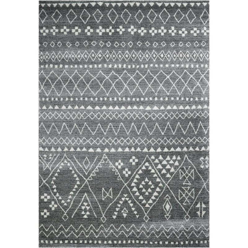 Tapis gris/ivoire Pisano, Rectangle 6 pi 7 po x 9 pi 6 po