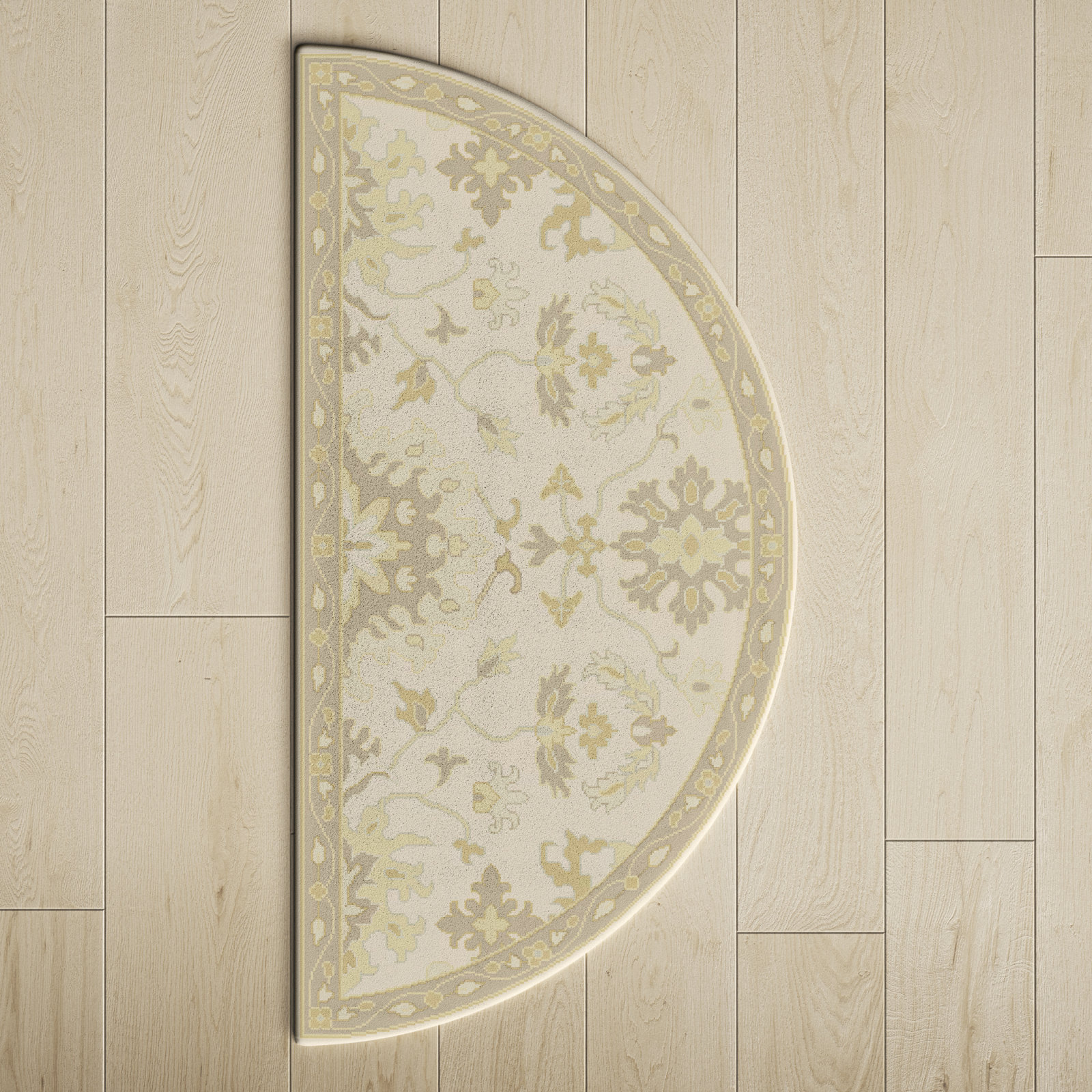 Arden Hand-Woven Wool Floral Rug, Half Circle 2' x 4'