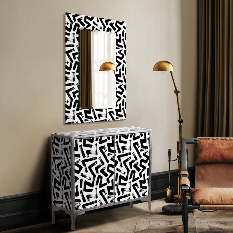 "Intertwined"  Console and Mirror Set on Reverse Printed Beveled Art Glass, by Co-Op artist Mia Xi
