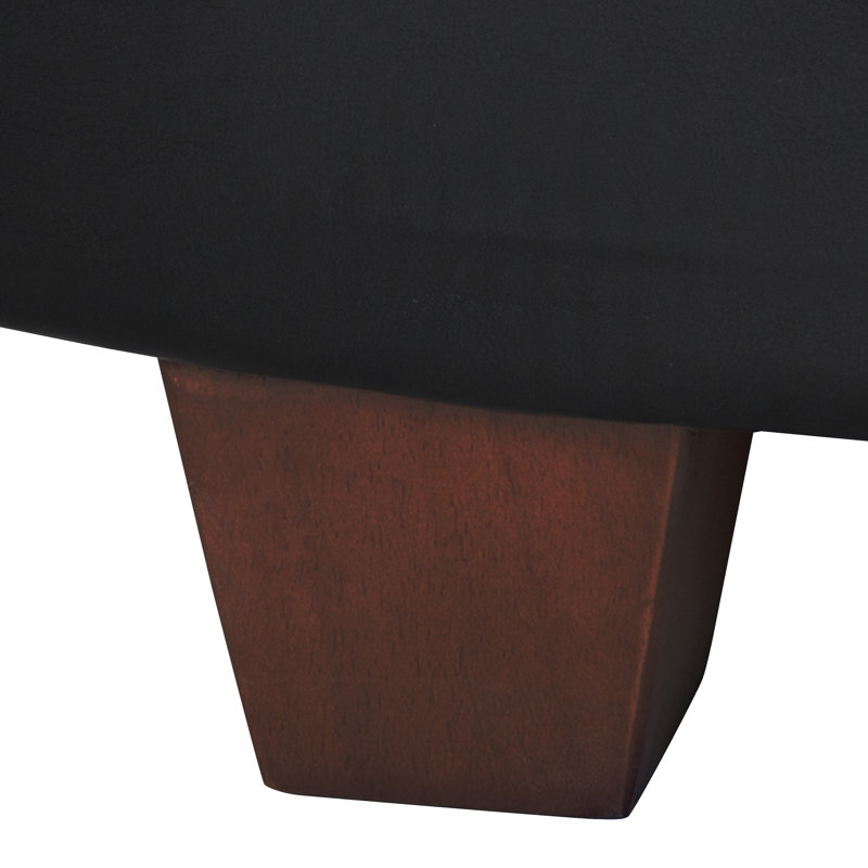 Baller Faux Leather Ottoman, Black Faux Leather